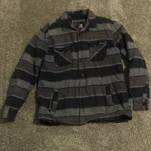 Men's Black and Gray Striped Shirt Jacket
